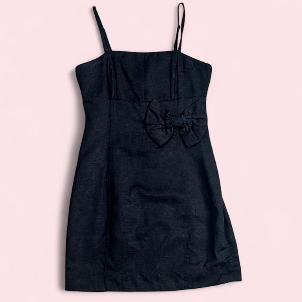 H&M Size 8 Medium Black Mini Dress Removable Straps Bow Dark Academia Vintage